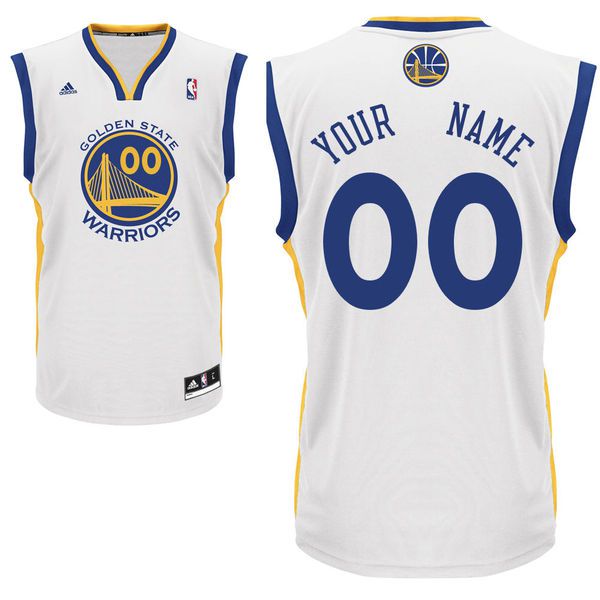 Youth Golden State Warriors Adidas White Blue Custom Home Replica NBA Jersey->customized nba jersey->Custom Jersey